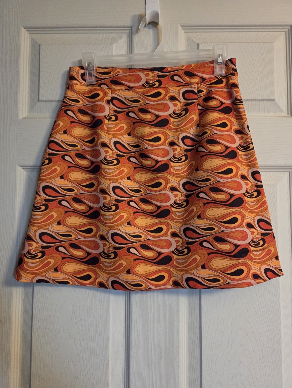 Hippie Shake Retro Wave Orange A-Line Skirt Size 10